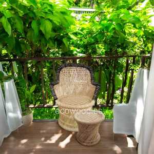 Sarkanda, silla de cuerda de bambú hecha a mano, PUF otomano, consola con incrustaciones de hueso para interiores y exteriores, comedor, jardín, dormitorio, almacén, escuela - Product Image 3