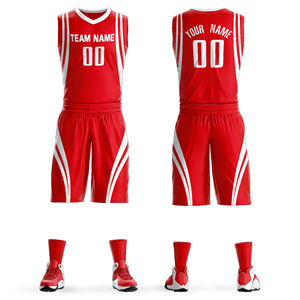 Custom Men's Basketball Jersey <b>Set</b> V-Neck Quick Dry Polyester Spandex Sporty Uniforms Solid Color Printing Team Name 00 - Product Image 6