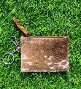 Recién llegado, monedero y tarjetero de piel de vaca hecha a mano auténtica, tarjetero bonito y monedero con llavero - Product Image 4