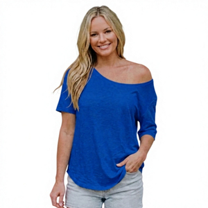 Nuevo Diseño, Top de Punto Casual para Mujer, Cuello Redondo, Amarillo Liso, Manga Corta, Corte Holgado, Primavera Verano - Product Image 4