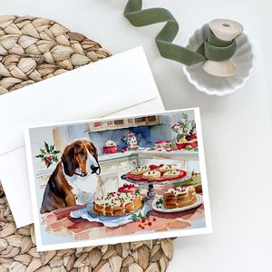 Whimsical Basset Hound Christmas Cookies A7 Tarjetas de felicitación Paquete de 8 tarjetas de nota en blanco con sobres Tamaño 5x7 - Product Image 2