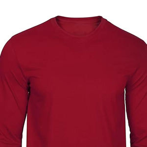 Men's Long Sleeve O-Neck T-Shirt Solid <b>Red</b> Knitted Casual Regular Fit Blank Design - Product Image 5