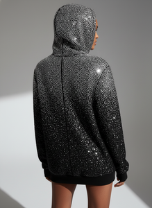 Sweat à capuche avec logo en strass pour homme, 500 g/m², surdimensionné, en molleton français épais, pull personnalisé, fabricant OEM de streetwear - Product Image 3