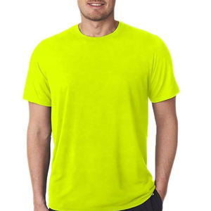 Men's <b>Neon</b> Yellow Short Sleeve O-Neck T-Shirt Solid Color Casual Jersey Knit Blank Design 150g Fabric Weight - Product Image 5