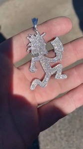 Pendentif Breloque Personnalisé Lettre Nom Couronne de Roi en Moissanite VVS Luxe Hip Hop, en Argent Sterling 925 Plaqué Rhodium/Or - Product Image 3