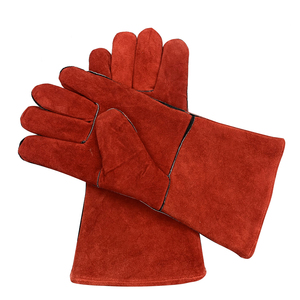 Leather Safety Gloves Elbow Length Thermal Protection Unlined Plain Style Outdoor Winter Use welding gloves - Product Image 4
