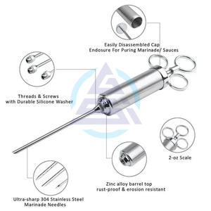 Kit d'injecteur de viande en acier inoxydable avec aiguille pour assaisonnement et sauce, pour grillades, dinde et barbecue, outils de cuisine - Product Image 2