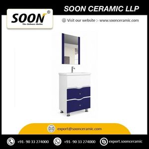 Standard Quality <b>Wall</b>-Mounted Ceramic Basin Bathroom Vanity Table with <b>Mirror</b> Included Indigo collection Design From India - Product Image 2