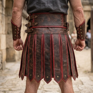 Costume de gladiateur en cuir noir pour homme, style Renaissance, sexy, avec ceinture - Service OEM de haute qualité et respectueux de l'environnement - Product Image 4