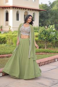 Ensemble Lehenga Choli en Faux Georgette Prêt-à-Porter Premium avec Koti – Ensemble Designer Brodé de Perles - Product Image 5