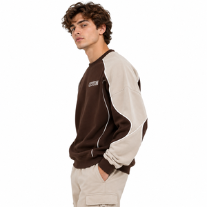 Men's Crewneck Sweatshirt Contrast Panel Pullover Color Block <b>Raglan</b> Sleeve Streetwear Casual Hoodie &<b>Top</b> Wholesale OEM Supplier - Product Image 2
