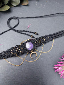 Collier en macramé doré fait main avec pierre de lune, style bohème, ajustable, pour enfants - Product Image 4