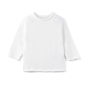 เสื้อสเวตเตอร์เด็กผู้หญิงถักนิตติ้งสีชมพู คอเต่า แขนสามส่วน ผ้าฝ้าย 100% สไตล์ลำลองน่ารักสำหรับฤดูใบไม้ผลิ ชั้นเดียว - Product Image 6