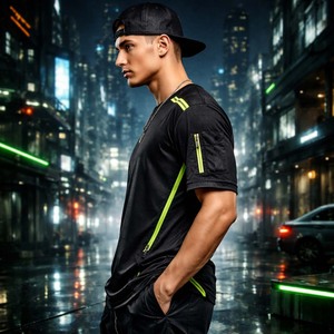 Camiseta Deportiva para Hombre, de Secado Rápido, Transpirable, con Detalles en Neón, para Entrenamiento en Gimnasio - Product Image 6