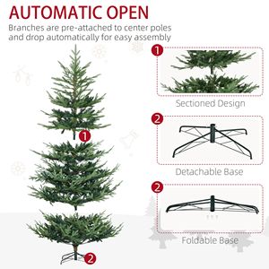 Albero di Natale Artificiale in Pino da 2,3 m con 1218 Rami, Base in Acciaio con Cerniere, Apertura Automatica, Realistico - Product Image 5