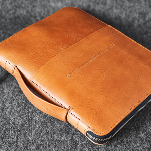 Estuche Organizador de Cuero con Cierre de Cremallera, Portafolio Multifuncional Vintage Hecho a Mano de 7 Pulgadas para Documentos y Dispositivos Electrónicos - Product Image 2