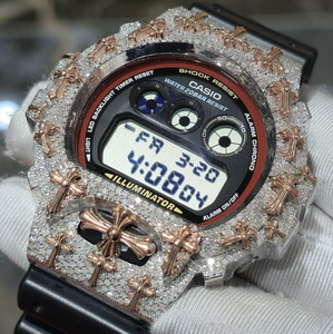 Reloj de Diamantes Auténticos de Lujo de Alta Calidad con Moissanita VVS, Bisel Cruzado, Diamantes Naturales, Alarma GPS, Analógico, Metálico - Product Image 5