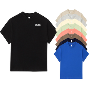 T-shirts décontractés surdimensionnés à col rond en tissu éponge 100% coton pour hommes avec épaules tombantes et manches courtes - Product Image 5