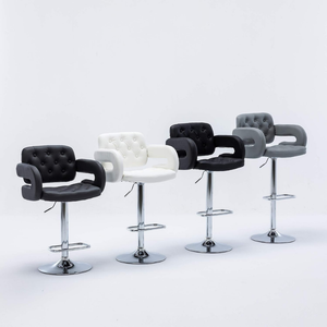 Taburete de Bar Giratorio de Cuero Sintético, Silla Ajustable para Barra de Cocina, Taburete Tapizado para Desayuno, para Hogar, Pub, Hotel y Comedor - Product Image 4