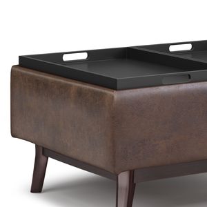 Owen Distressed Chestnut Brown Tray Top Storage Ottoman <b>Small</b> <b>Coffee</b> <b>Table</b> with Stylish Design - Product Image 3