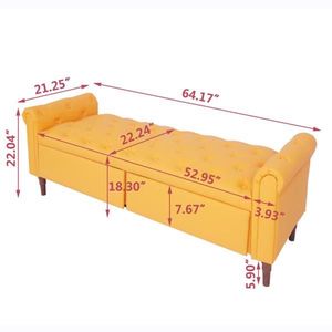 Multifunctional Orange Sofa Stool with PU Leather Armrests for Living Room Storage - Product Image 5