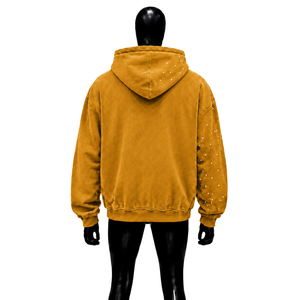 NOUVEAU SWEAT À CAPUQUE JAUNE DE QUALITÉ AVEC PANNEAU GRAPHIQUE BLEU, DESIGN OVERSIZE, IMPRESSION PAR SUBLIMATION, POLYESTER, TISSU ÉTAMPE FRANÇAISE, AUTOMNE - Product Image 2
