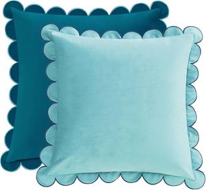 100% Cotton Woven Scallop Cushion <b>Cover</b> | Scallop Edge Decorative <b>Throw</b> Pillow <b>Cover</b> | Boho Cotton Pillow Case - Product Image 3
