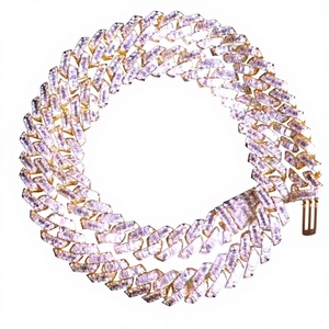 High Quality Customized <b>Iced</b> Jewelz 18mm Cuban Link Moissanite Diamond <b>Chain</b> 925 Sterling Silver Yellow Gold Plated D VVS Hip - Product Image 4