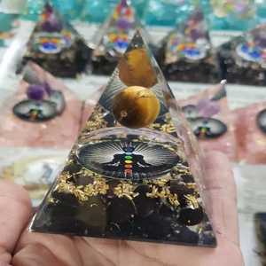 Cristales Naturales de Reiki Hechos a Mano en Venta, Esfera de Ojo de Tigre, Resina Energética Orgónica, Pirámide de Orgonita - Product Image 4