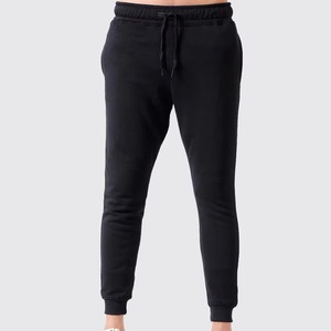 Pantalones Deportivos de Algodón Negro para Hombre, Color Sólido, Cintura con Cordón, Tejido Informal para Otoño - Product Image 4