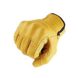 Gants de moto en cuir véritable personnalisables pour sports d'été en plein air - Fermeture auto-agrippante, protection UV, antidérapants, respirants - Product Image 5