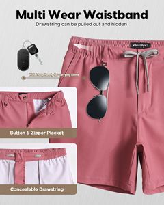 Pantalones cortos deportivos elegantes para hombre, color rosa liso, diseño moderno con comodidad, pantalones cortos deportivos de verano para hombre, material fresco y transpirable - Product Image 4