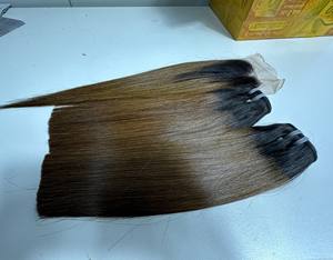 Paquetes de cabello de extensión de cabello liso vietnamita con cierre Ombre elegante suelto cabello ondulado natural profundo - Product Image 2