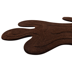 Tapis d'appoint de luxe en laine tuftée à la main, abstrait minimaliste, beige chaud, avec contour sculpté en relief à 4 niveaux, irrégulier - Product Image 1