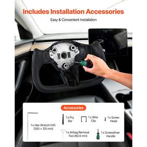 Volant de direction en fibre de carbone en forme de D à fond plat pour Tesla Model 3 2016-2023, poignée en cuir antidérapante, fonction de chauffage, accessoire noir - Product Image 6