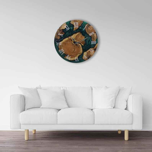 Handmade Designer Epoxy Resin Single Face Wall <b>Clock</b> Needle Display Quartz Movement Modern Design Wooden Frame <b>Battery</b> Powered - Product Image 3