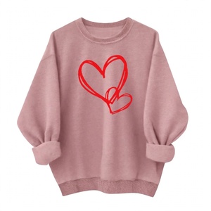 Women Pink <b>Heart</b> Print Sweatshirt Oversized Heavyweight Fleece Crew neck Pullover Casual Long Sleeve Street wear Cute <b>Tops</b> - Product Image 1