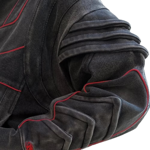 Oversize Double Hood Sweatsuit Custom Special Cutting Design Acid Washed Custom Zip up Hoodie and Sweatpants <b>Set</b> for Men - Product Image 3