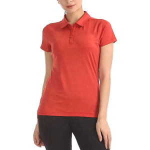 Polo pour femme bleu clair à manches courtes, couleur unie, décontracté, en piqué de coton, longueur standard, tissu tissé, T-shirt polo ODM OEM - Product Image 3