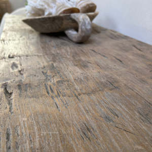 Table console en bois récupéré, plateau rustique en bois recyclé avec pieds en métal noir, style industriel et farmhouse, pour entrée, couloir, salon - Product Image 3