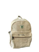 Mini Mochila de Lino y Cáñamo, Hecha a Mano, Beige, Ecológica, Reciclable, Duradera, Moderna, Mochila Universitaria Unisex, Bolsa Escolar con Cierre