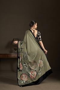 Sari prêt-à-porter et blouse cousue, sari indien en soie crêpe, imprimé floral, sari imprimé numériquement, design magnifique - Product Image 2