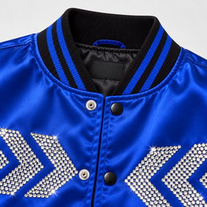 Chaqueta de satén de lujo para hombre con pedrería, diseño de estrellas brillantes, estilo universitario, con cuello acanalado, a la moda - Product Image 6