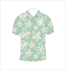 เสื้อโปโลผู้ชายสีเขียวมิ้นท์พิมพ์ลายดอกไม้แขนสั้นฤดูร้อนลำลองระบายอากาศได้ดีน้ำหนักเบาสลิมฟิตแฟชั่นเสื้อโปโล - Product Image 4