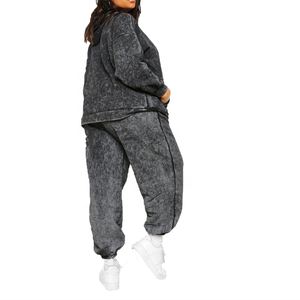 Sweat-shirts pour femmes en coton délavé à l'acide, style hiver sombre, avec imprimé ange noir, vêtements personnalisés de niche - Product Image 4