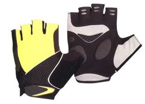 Gants de cyclisme mi-doigts en polyester vert citron et gris, maille respirante, unisexe, pour l'été - Product Image 5