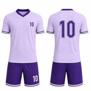 ชุดเสื้อฟุตบอลสีม่วงลาเวนเดอร์ |   ชุดฟุตบอลคอวีแบบมินิมอลพร้อมแถบลายทาง |   ชุดกีฬาทีมที่ระบายอากาศได้ดีและแห้งเร็ว - Product Image 3