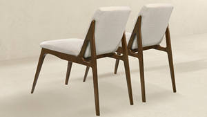 Sillas de comedor Kellan con patas de madera de nogal esculpida, hechas de madera de teca maciza y tela impermeable - Product Image 4