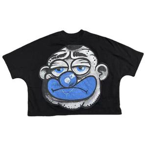 เสื้อยืดโอเวอร์ไซส์ลายกราฟิกสำหรับผู้ชาย พิมพ์ลายหน้าการ์ตูนสุดเก๋ แขนสั้น คอกลม สไตล์สตรีทแวร์ ฮิปฮอป ลำลอง ทรงหลวม ผ้าฝ้าย - Product Image 1