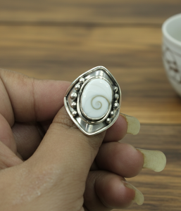 925 Sterling Silver Shiva Eye Shell <b>Ring</b> Rose Yellow Gold Plated Vintage Boho Adjustable <b>Statement</b> <b>Ring</b> Handmade Women Jewelry - Product Image 5